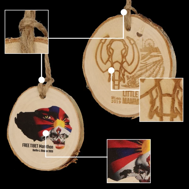 Medals made from birch with colour print or engraving