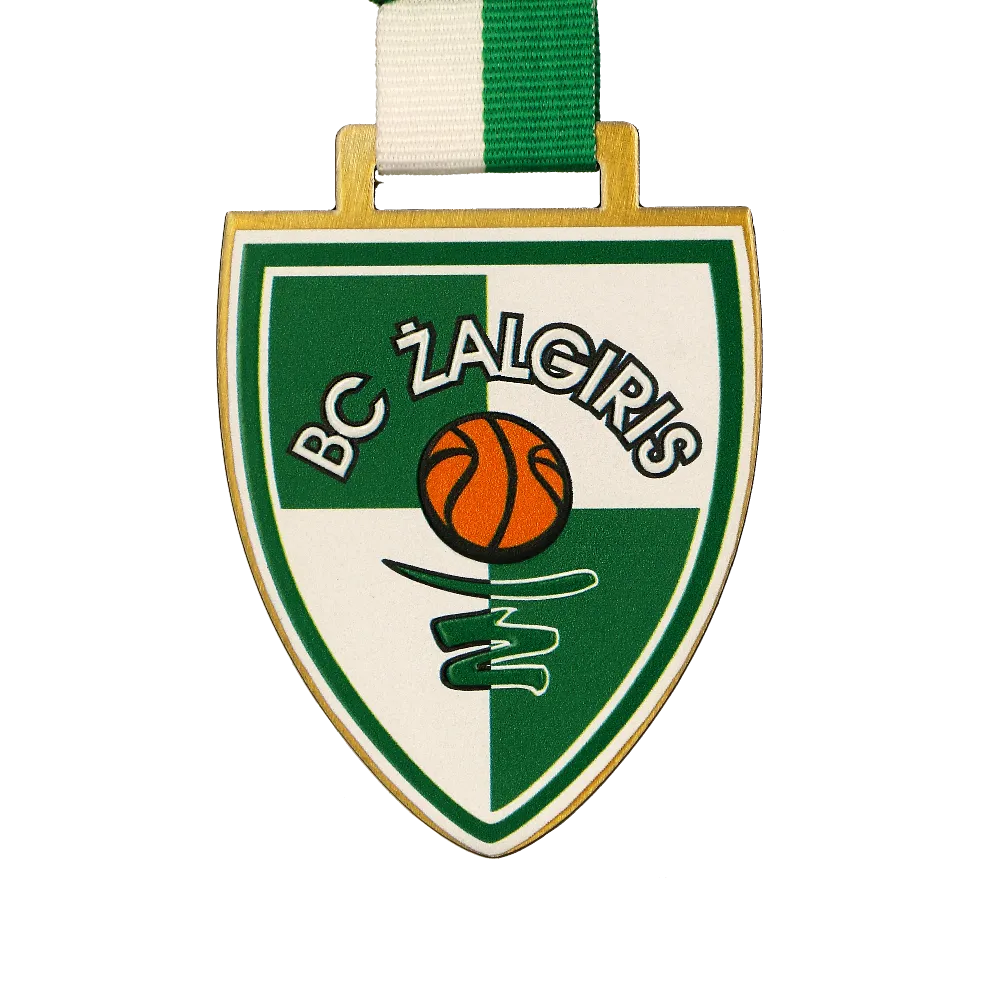 Az BC Žalgiris klub címerére emlékeztető alakú és megjelenésű érem